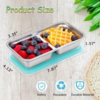 Récipients à collations réutilisables en acier inoxydable Grab and Go avec couvercles, récipients à bento et condiments à double compartiment