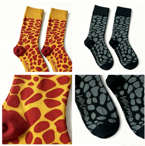 Chaussettes longues décontractées à motif dessin animé, chaussettes de compression pour coureurs en plein air, avec bordures à motif léopard décontracté, logo sous le pied pour le sport - Product Image 2