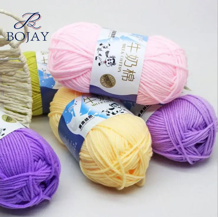 Factory Wholesale Ball Yarn 50g Dyed Color For Hand Knitting Crochet Baby Kids Sweater Bags 100% Milk Combed Cotton Yarn