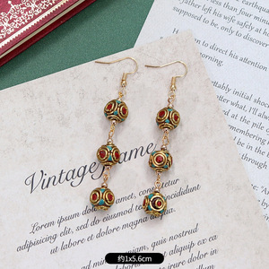 Boucles d'oreilles tissées à la main Style tibétain Style rétro Boucles d'oreilles simples pour femmes Uionen 1076 - Product Image 4