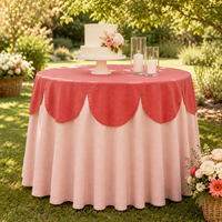 Nappe de table ronde festonnée personnalisée en gros pour mariage, baby shower, décoration de fête en extérieur