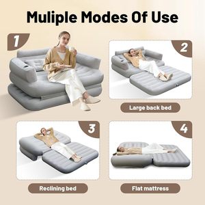 Queen Size Air Sofa Bed Mattress with Headboard and Pump, Blow up <b>Couch</b> <b>Inflatable</b> Bed for Home Living Room - Product Image 4