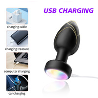 Plug anal sans fil étanche lumineux télécommandé pour jeu solo, jouet sexuel vibrant coloré unisexe illuminant pour plaisir anal