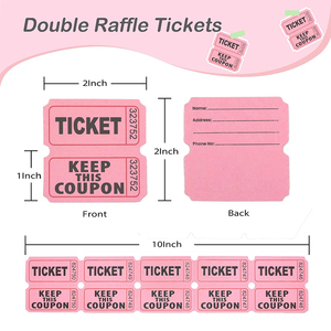 200 billets de tombola (100 paires) par paquet, colorés, numérotés consécutivement, double face, pour événements, fêtes et tirages au sort - Product Image 2