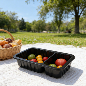 Barquette en plastique PP jetable noire Fresh Lock pré-fabriquée pour viande, plat de canard braisé, pieds de <span class=keywords><strong>poulet</strong></span>, à emporter, procédé de thermoformage - Product Image 3