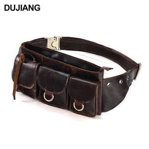 Bolso de Cintura para Hombre Dujiang, Piel de Vacuno de Primera Calidad, Múltiples Bolsillos, Cuero Encerado, Bolso de Hombro para Uso Diario, Invierno 2023 - Product Image 5