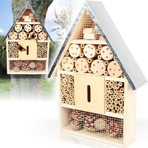 Hôtel d'insecte en bois avec <span class=keywords><strong>toit</strong></span> en métal <span class=keywords><strong>maison</strong></span> d'insecte naturel pour divers insectes volants papillons chambre d'élevage - Product Image 6