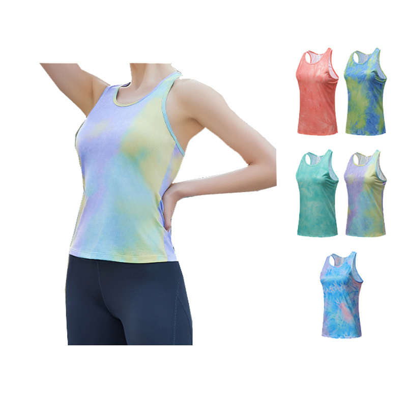 Custom Summer Women's Digital Tie - Dye Print Sleeveless Tank Top Quick Dry Breathable Lightweight Fitness Running Tops