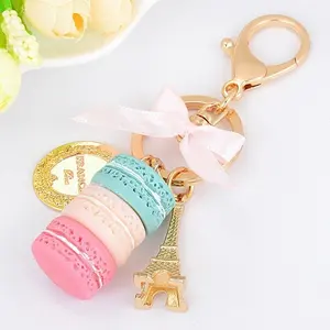 Resin Lovely Macaron Bag Charm Romantic Metal Tower Car Key Chain (color Random)