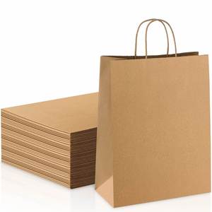 Recyclable Custom Logo Printing Kraft Eco-Friendly Brown Paper <b>Bags</b> With Handles Cheap Price - Product Image 1