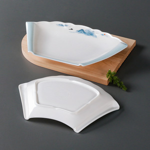Plato de Cena en Forma de Abanico para Restaurante y Hotel Comercial Americano Xiangyuan, Plato Creativo para Platos Fríos de Imitación de Porcelana, Melamina - Product Image 3