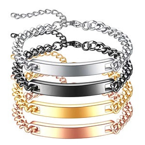 Pulseras de cadena de eslabones de acero inoxidable 316L, personalizadas, chapadas en oro de 18k, con nombre grabado, el más vendido - Product Image 1