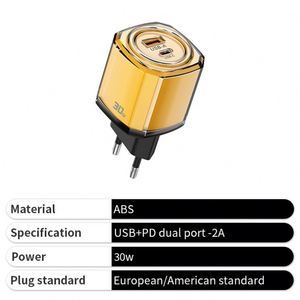 2025 30 Watt Quick Charger Dual Port 2 Round Pin <b>USB</b> Type <b>C</b> Fast Charging <b>Adapter</b> for Mobile - Product Image 4