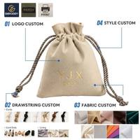 Pochette à bijoux de luxe en microfibre suédée, petite pochette épaisse personnalisée en similicuir mat avec cordon de serrage étroit pour emballage cadeau de collier ForYJX
