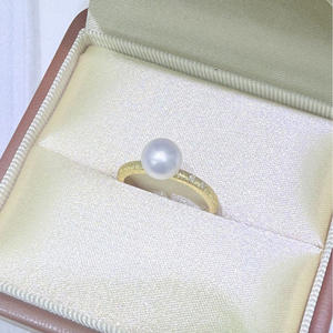 Exquisite Retro Style Starlight <b>Ring</b> Natural Freshwater 6.5-7mm Round <b>Pearl</b> Inlay Almost Flawless Aurora Trendy Number Shape - Product Image 4