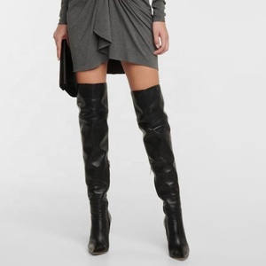 Pure Color Thin High Heels Pointed Toe Fashion <b>Boots</b> Long Thigh High Zipper Customized Big Size 48 - Product Image 2