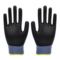 Gants de sécurité en nitrile noir avec paume enduite de mousse, doublure en nylon bleu foncé 15G, résistants à l'abrasion, pour travaux industriels