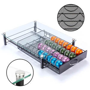 Soporte para cápsulas de café de cocina moderna, organizador de cajones, cápsulas de café de hierro de Metal de vidrio, 40 Uds., almacenamiento de cápsulas de café - Product Image 5