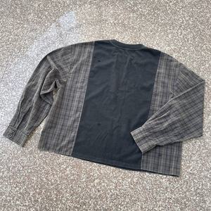 Camiseta Personalizada de Fábrica OEM, Casual, con Estampado Gráfico DTG, Lavada al Ácido, Vintage, con Efecto Desgastado por el Sol, a Cuadros, de Manga Larga, Antiarrugas y Ecológica - Product Image 2