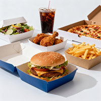 Boîte en papier kraft alimentaire colorée recyclable pour hamburger, frites, poulet, sandwich, pizza, salade, utilisation en fête