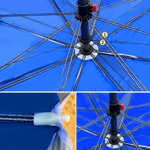 Promotional Windproof Heavy Duty Iron <b>Frame</b> Manual Opening UV Protection <b>Large</b> Beach Standing All-Season 8-Rib Umbrella - Product Image 4