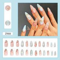 Uñas Postizas de Diseño Nuevo, Forma Almendrada Ovalada, con Diamantes, Precio de Fábrica, Venta al Por Mayor