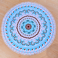 Square Striped Beach Towel Mandala Blanket Fringed Edge Boho Decor Sand Free Highly Absorbent Summer for Outdoor Swimming