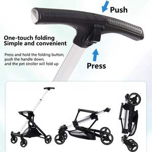 <span class=keywords><strong>Poussette</strong></span> pour animaux de compagnie pour petits/chiens moyens Chats Léger Pliable Chariot à 4 roues Conception ventilée Panier de rangement amovible Portable - Product Image 5