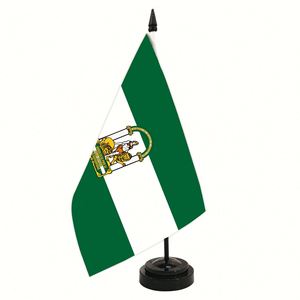 Drapeau personnalisé du district d'Andalousie 5x8 pouces, en polyester, sur mât en plastique ABS, pour bureau et usage sur table, vente en gros usine - Product Image 1