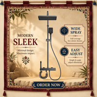 Système de douche de luxe en laiton gris, ensemble de pommeau de douche rectangulaire moderne, mitigeur de douche, jets de pulvérisation, robinets à débit contrôlé, affichage numérique