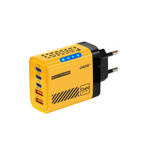 Cargador Rápido USB Tipo-C GAN de 240W y 5 Puertos, Enchufe EU/US, QC3.0, Luz LED, Adaptador de Corriente de Escritorio para Teléfono Samsung