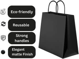 Bolsa de Papel Negra Plegable Grande, Impresión Personalizada, Embalaje Ecológico para Comestibles, Bolsas de Kraft al por Mayor y Menor con Logotipo - Product Image 4