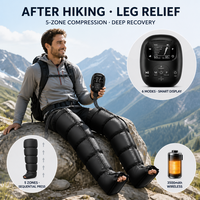 Masseur de jambes à compression d'air intelligent à contrôle de pression, bottes de récupération à 5 chambres, sans fil, 6 modes, 8 niveaux, écran LCD