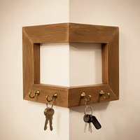 Porte-clés mural de style rustique avec 4 crochets pour chambres, murs de la maison, porte-clés en bois