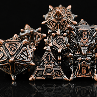 1 pièce Ensemble de dés polyédriques en cuivre rouge antique, à grande ouverture, en métal massif, faits à la main, écologiques, motif crâne, pour jeux de société Dungeons & Dragons