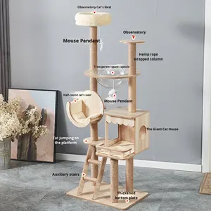Hot-Selling Sechs-Schicht umwelt freundliche moderne Holz katze Klettergerüst Kratz baumhaus für erwachsene Katzen Katzenstreu Automatische Box - Product Image 2