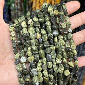 Vente en gros de matériaux bruts pour la fabrication de bijoux en pierre de sable, perles en pierre de sable de forme libre 6*8mm dorées/bleues/vertes, 15 pouces - Product Image 4