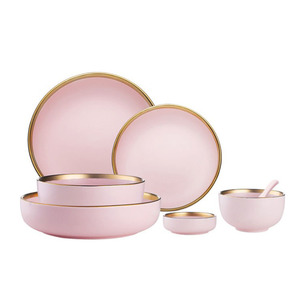 2019 caliente buen precio <span class=keywords><strong>rosa</strong></span> de cena de <span class=keywords><strong>porcelana</strong></span> conjuntos Hotel cerámica juego de vajilla - Product Image 1