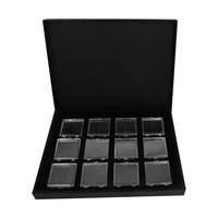 Boîte de présentation transparente pour pierres précieuses à 12 compartiments DK21674-12 avec coussinets adhésifs pour diamants et pierres brutes