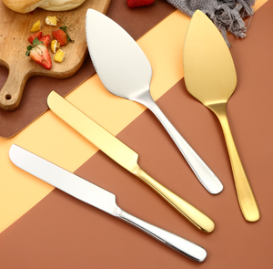 DFK1109 Outil à gâteau, découpeur à logo personnalisé, spatule, couteau et spatule à gâteau de mariage en acier inoxydable doré pour fête d'anniversaire - Product Image 5