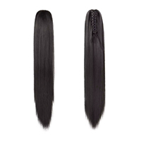 Queue de cheval synthétique lisse en fibre haute température, extension de cheveux de 22 pouces, 150g, résistante à la chaleur, avec pince à griffes pour femme, application facile