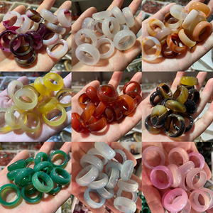 9 Soorten Diverse Brede Kleurrijke Agaat Edelsteen Jade Natuursteen Band Ring Mannen Vrouwen - Product Image 2