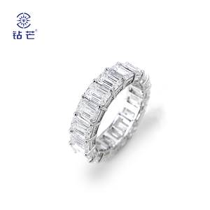 <span class=keywords><strong>Anello</strong></span> di Lusso in Oro 14K con Diamanti <span class=keywords><strong>Taglio</strong></span> <span class=keywords><strong>Smeraldo</strong></span> e Pietre Completamente Pavé per Uso Quotidiano, Feste, Matrimoni, Regalo di Gioielleria - Product Image 3