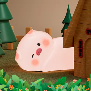 Силиконовый светодиодный ночник-свинка с USB-зарядкой, сенсорный светильник для детской комнаты и подарков, детский ночник - Product Image 4
