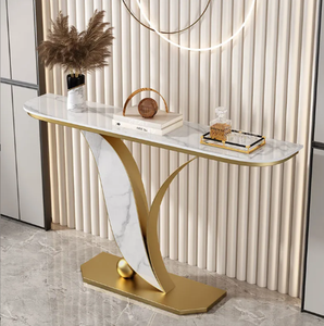 Meubles modernes en acier inoxydable, <span class=keywords><strong>console</strong></span> en marbre, table <span class=keywords><strong>console</strong></span> <span class=keywords><strong>dorée</strong></span> avec miroir - Product Image 3