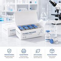 Boîte d'emballage personnalisée en carton blanc écologique pour ampoules, médicaments et poudres de peptides, impression de boîtes en papier