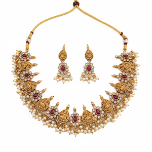 High Quality Traditional South <b>Indian</b> Ethnic Brass Bridal Set Zircon Flower Design Rose Gold Plated Third Party Wedding - Product Image 2