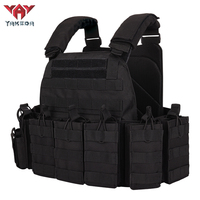 Gilet tactique noir Yakeda avec boucle à dégagement rapide, porte-plaques, fermeture éclair, système Molle, camouflage, chaleco tactico, gilet d'entraînement