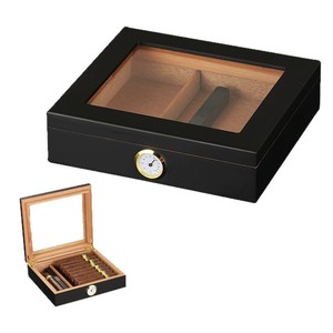 Caja de Almacenamiento de Cigarros de Madera, Cuadrada, con Tapa Abatible y Medidor de Humedad, en Rojo, Marrón y Negro - Product Image 2