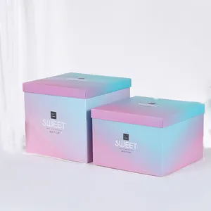Custom Luxe Cake Geschenkpakketten Kleurrijke Verjaardagsverpakking Bruidstaartdoos Gebak Taartdoos Met Transparant Venster